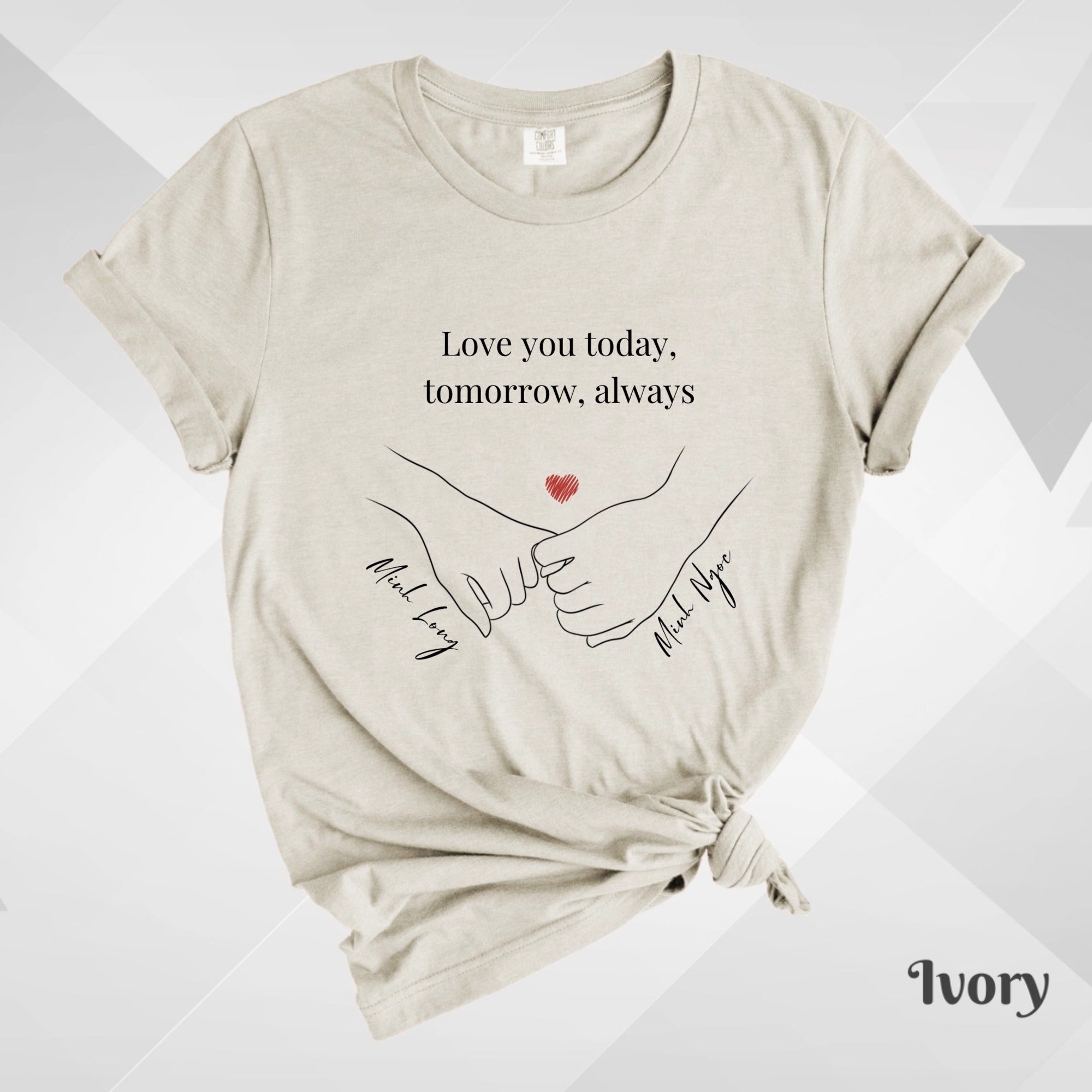 💖 Áo Thêu Custom – Pinky Promise Couple Tee