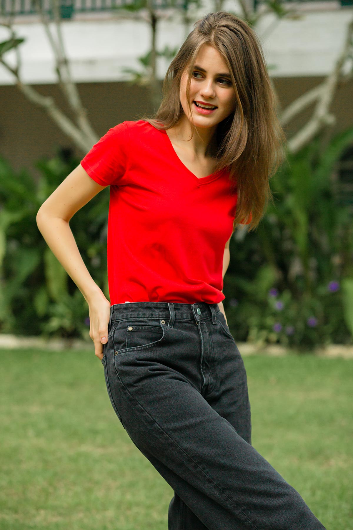 Unisex Blank Ladies V-Neck T-Shirt, Gildan 63V00L