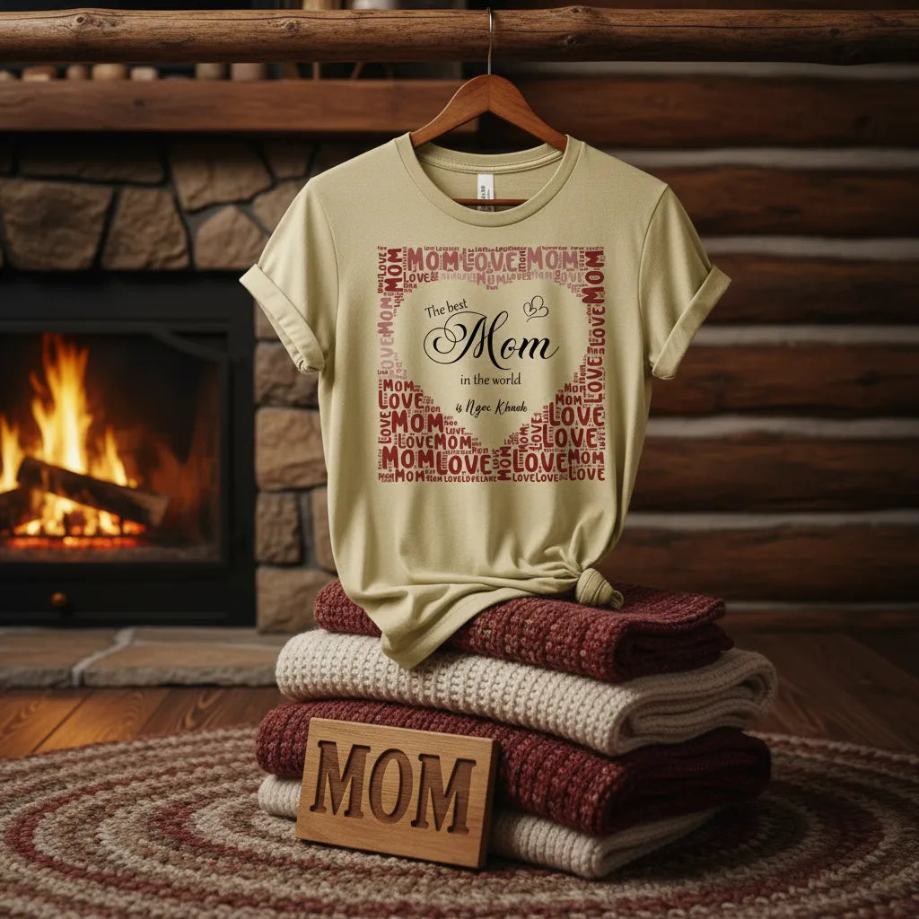 Áo Thun Custom Word Cloud MOM – Cá Nhân Hóa Nội Dung & Tên