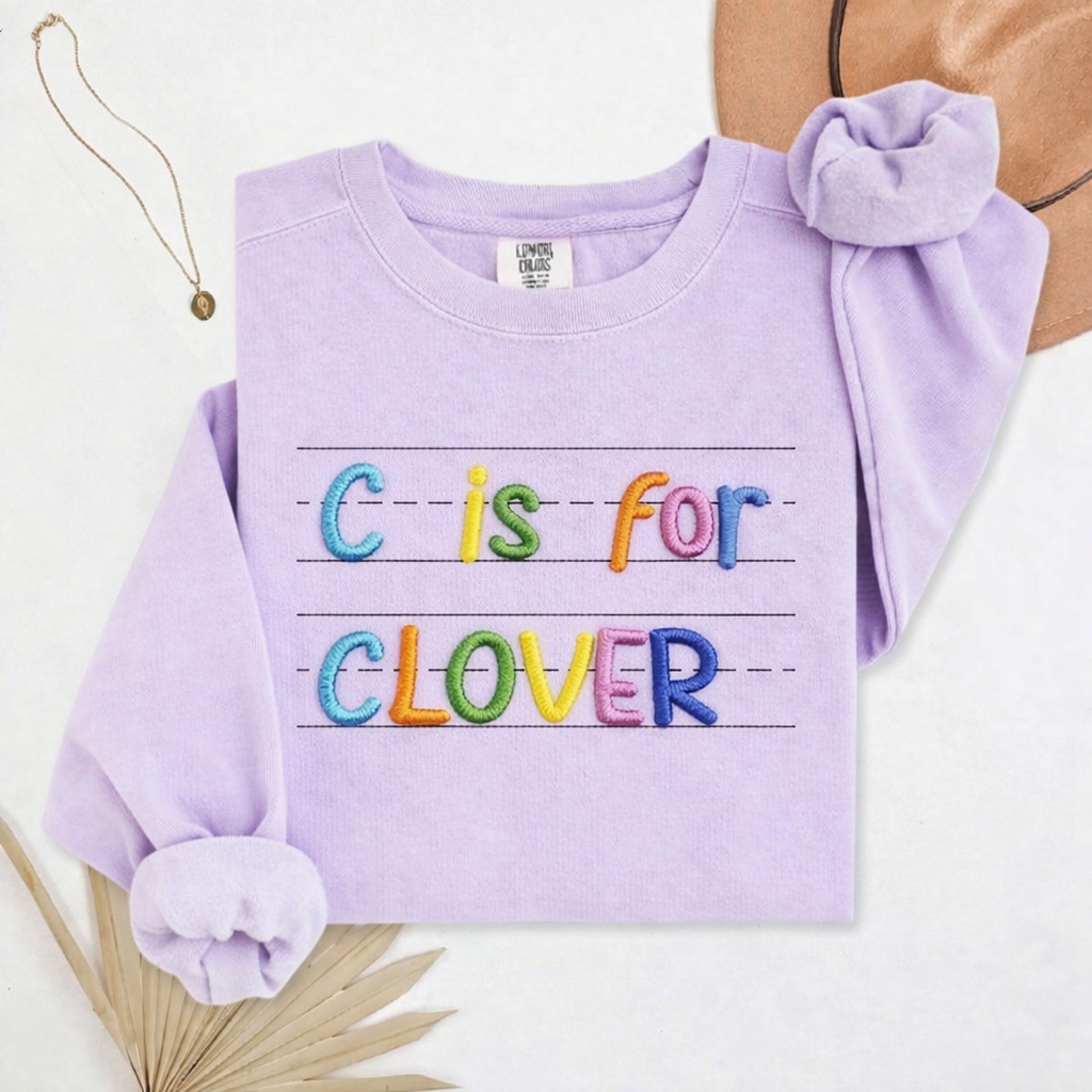 Áo thêu Custom Name Alphabet Sweatshirt – “C is for Charlie” – Personalized Kids/Family Gift
