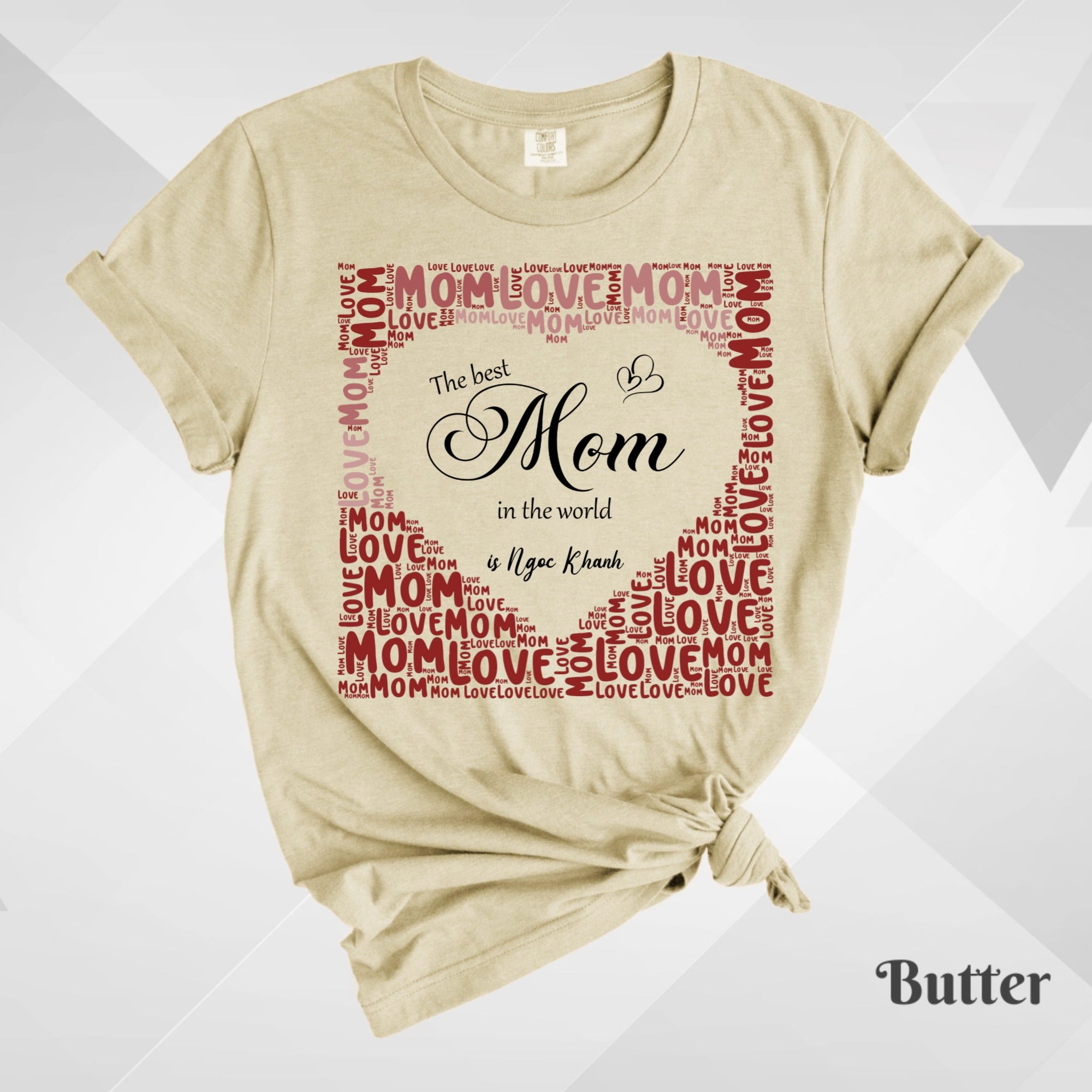 Áo Thun Custom Word Cloud MOM – Cá Nhân Hóa Nội Dung & Tên