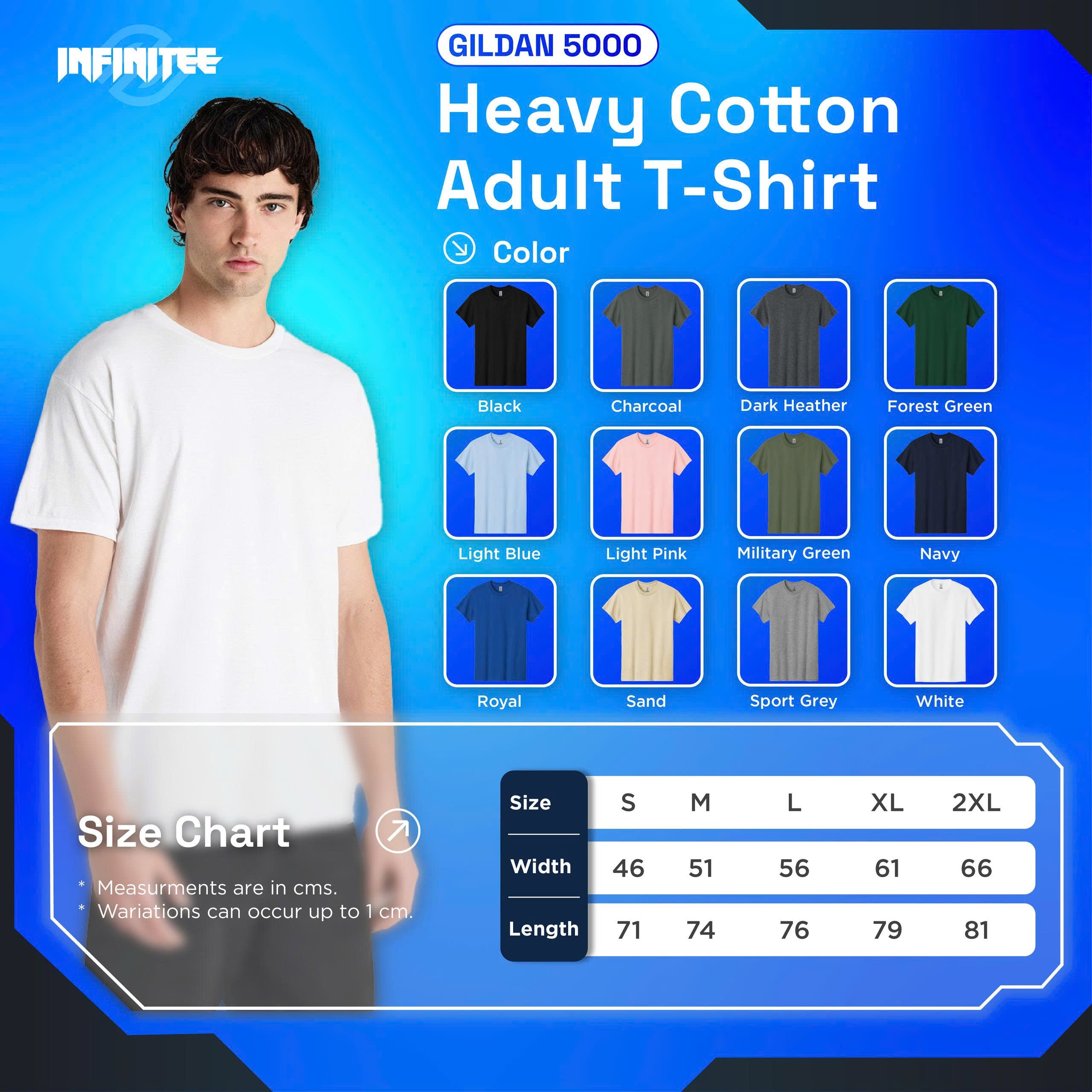 Unisex Blank T-Shirt, Gildan 5000